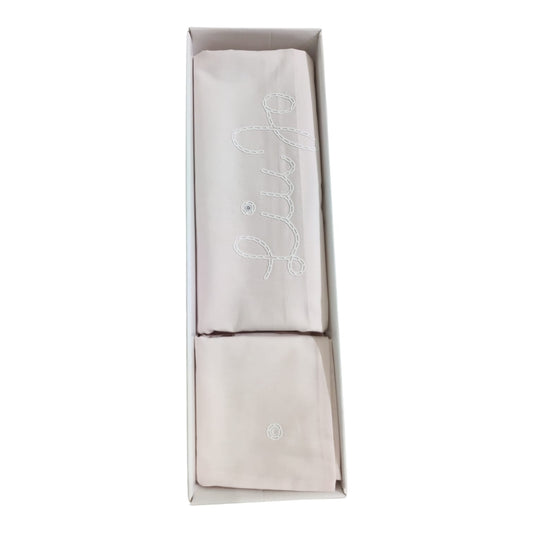 Completo lenzuolo culla Cornely BL630C Liu Jo Baby con ricamo logo elegante e design delicato per neonato