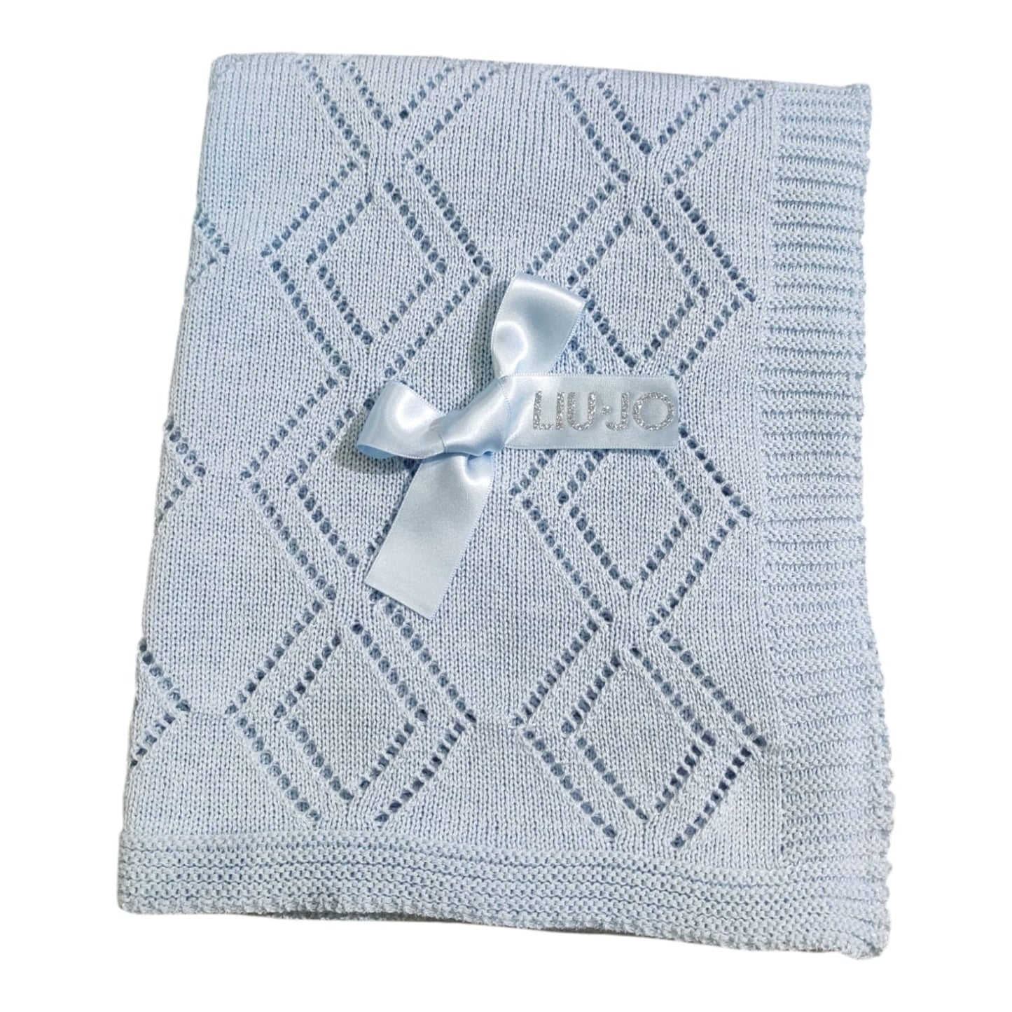 Copertina culla Quadrucchi BL243C Liu Jo Baby in filo 100% cotone morbida ed elegante per culla e carrozzina