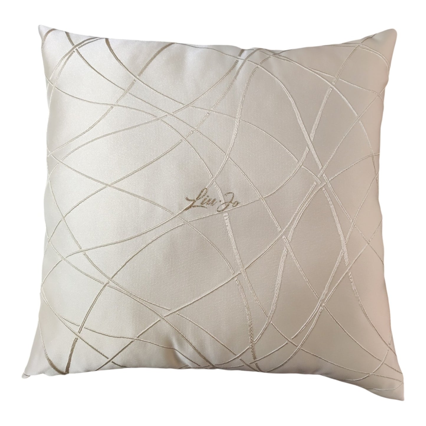 Cuscino arredo Insieme LL2916 Liu Jo 40x40 con linee ricamate decorative e logo centrale