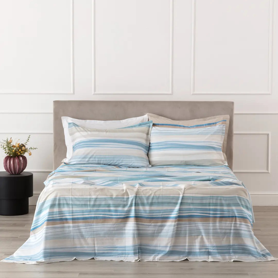 Completo Lenzuolo Copriletto 1 Posto Lushana Riviera Percalle