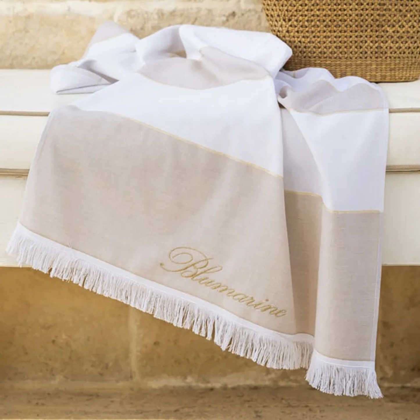 Telo mare fouta Golfo con righe e logo Blumarine