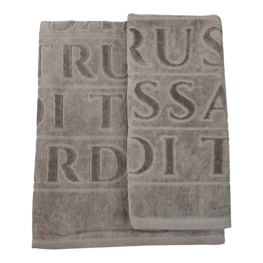 Set asciugamani Overlogo Trussardi Casa con lettering tono su tono