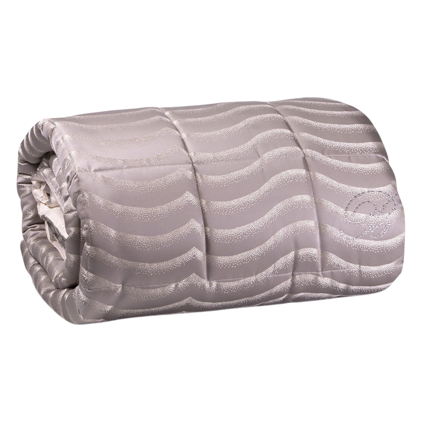 Trapunta 2 Posti Jasmine Blumarine Home matrimoniale con motivo jacquard a onde e logo in cristalli Swarovski