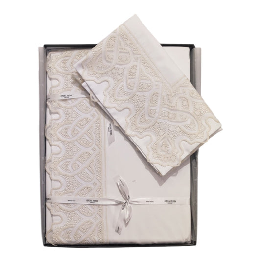 Coordinato Matrimoniale Coperta, Lenzuolo e 2 Cuscini Pisa Opera Prima