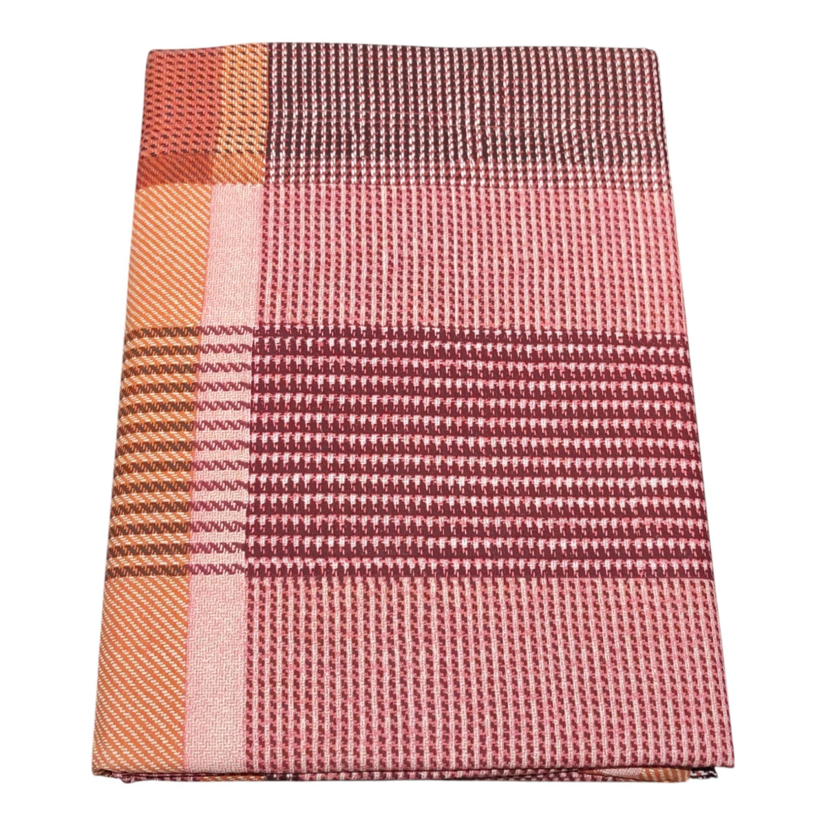 Completo lenzuola matrimoniale Castiglione Riviera con fantasia geometrica rosso, rosa e arancio