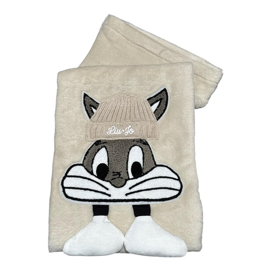 Copertina culla Liu Jo Baby Rabbit BL691C color sabbia con coniglietto ricamato