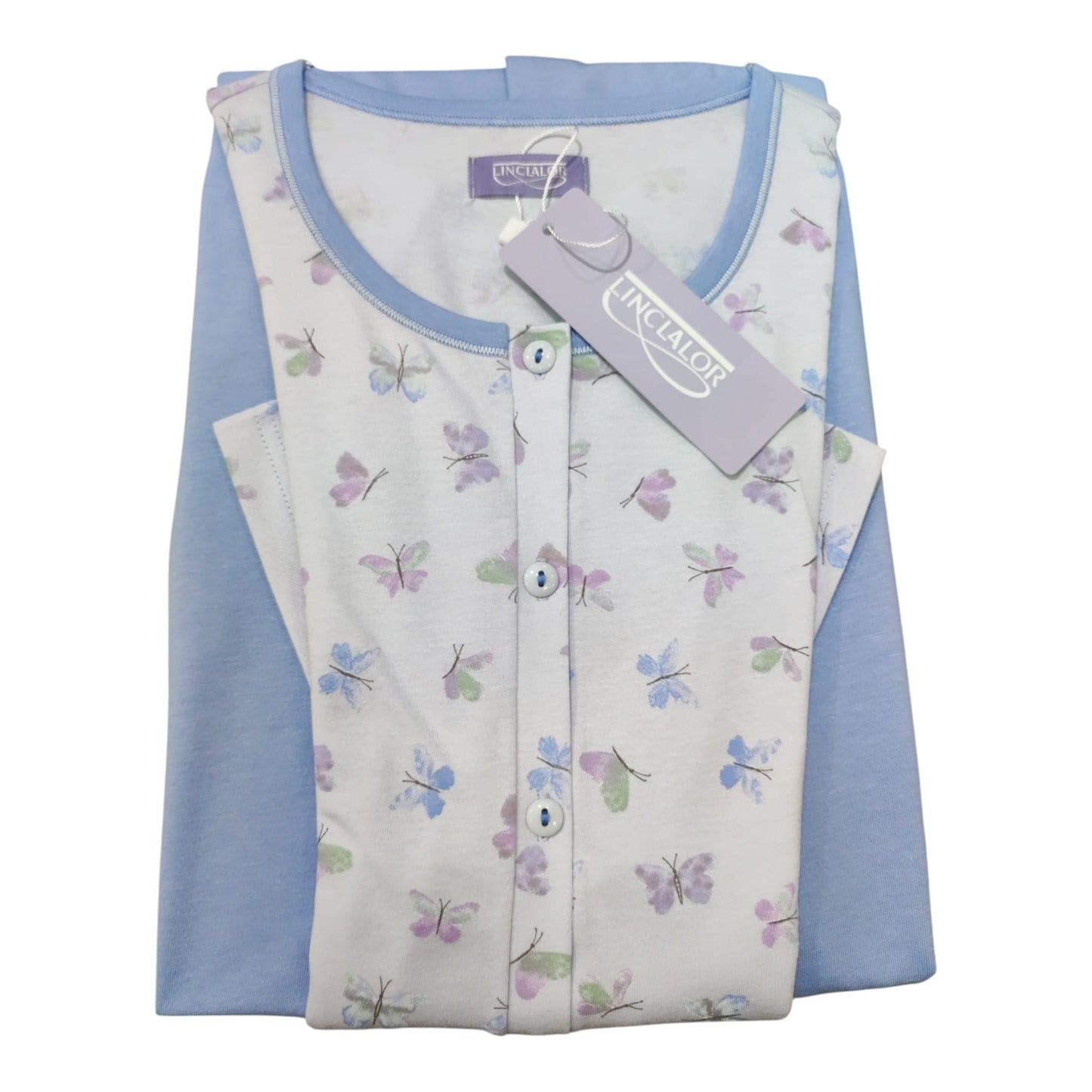 Pigiama Donna Linclalor LS175391 Lungo Mezza Manica Serafino
