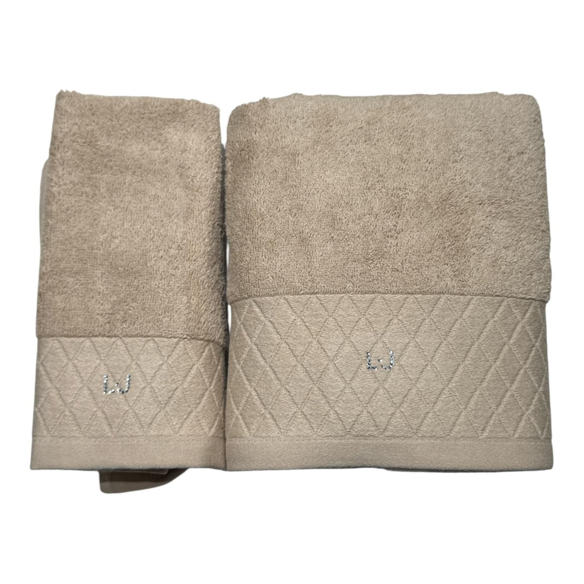 Set 2 Asciugamani Liu Jo Home Rombi LB001B in Spugna di Cotone 500 g/m²