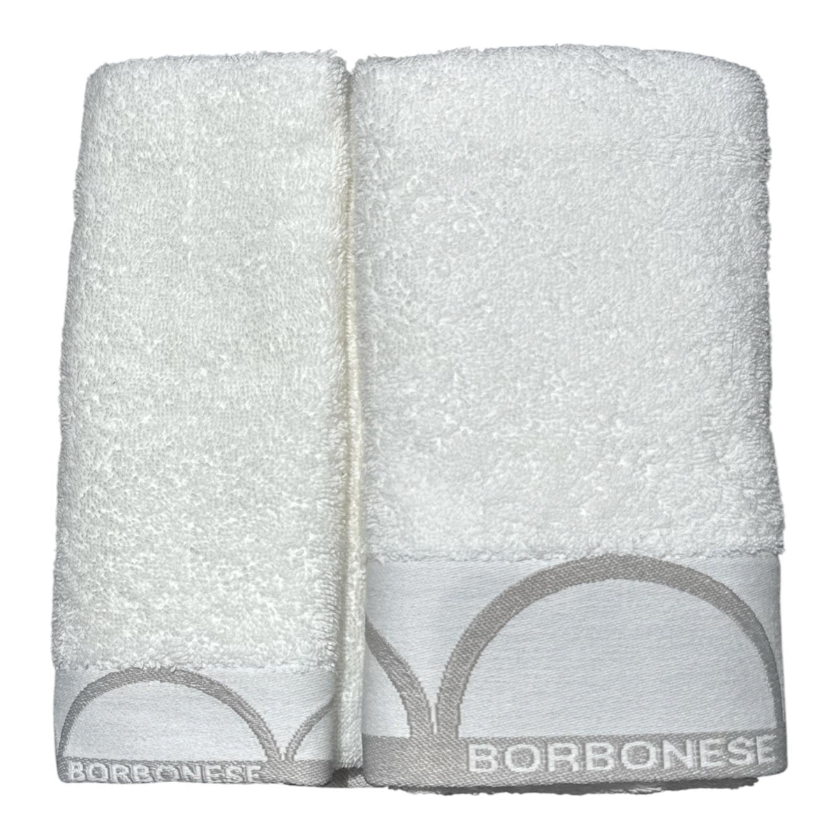 Set asciugamani Borbonese Home Relax bianco in spugna di cotone con bordo jacquard
