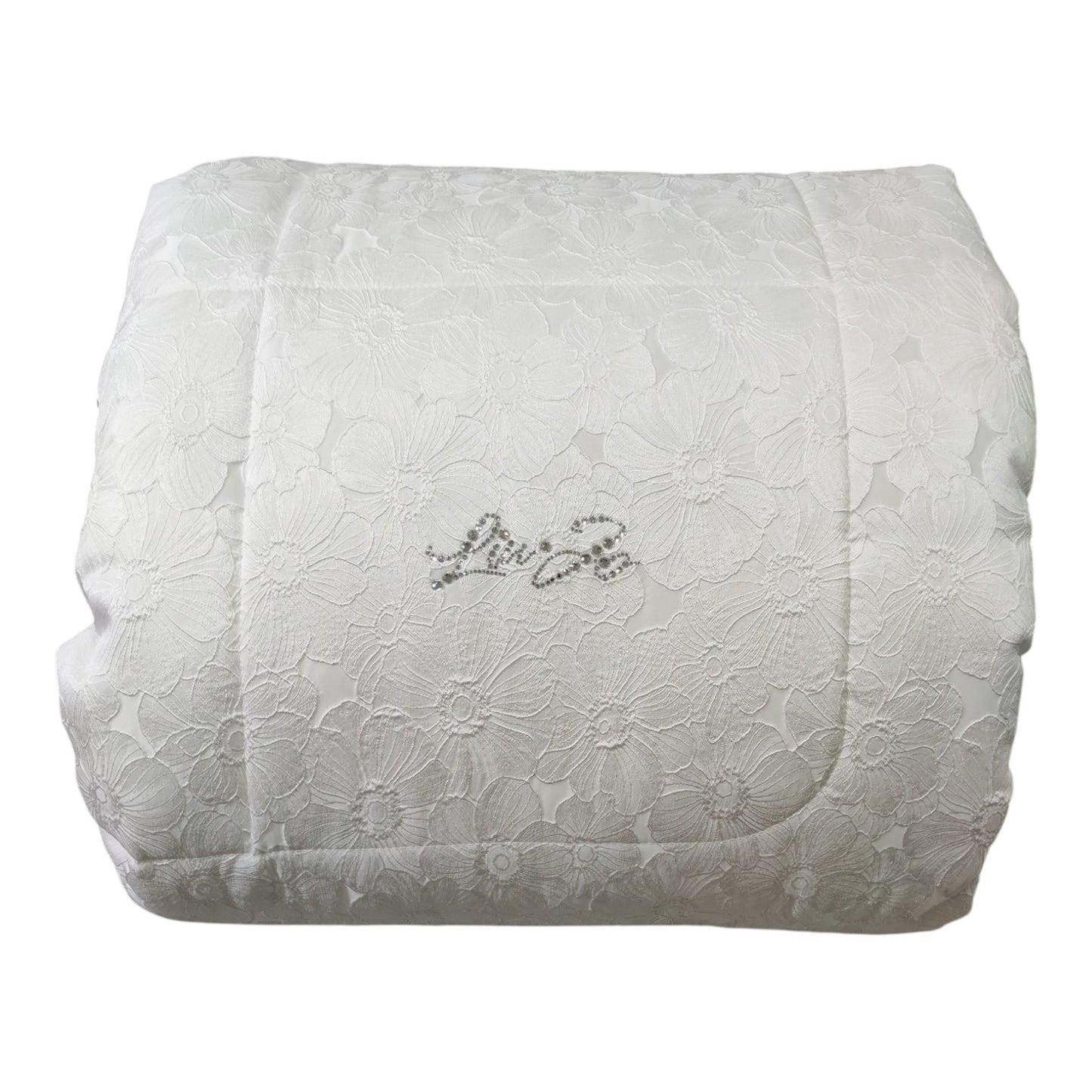 Trapunta matrimoniale Liu Jo Cassiopea LL2404 bianca con motivo floreale jacquard