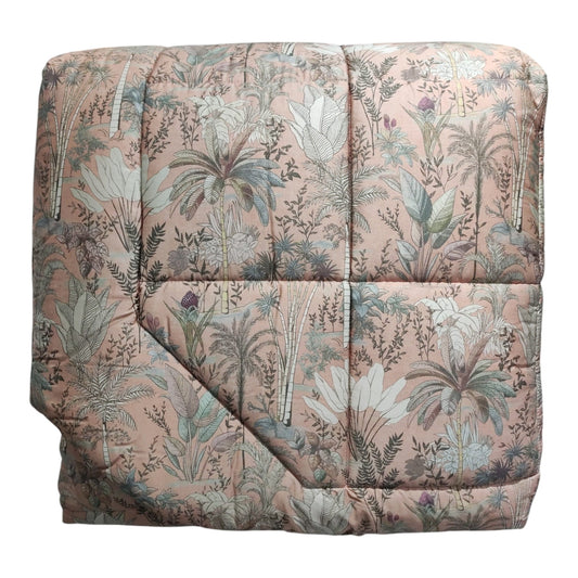 Trapunta matrimoniale Draa Fazzini rosa sandalo 270x270 con fantasia botanica