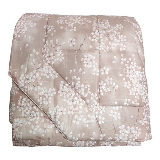Trapunta matrimoniale Kimono Fazzini beige con fantasia floreale