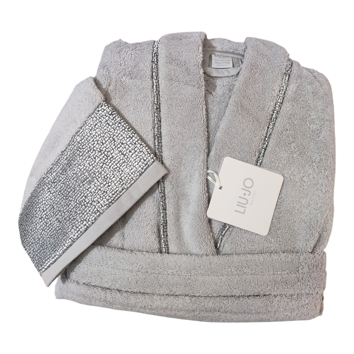 Accappatoio kimono senza cappuccio Serie 1 LB0169 Liu Jo Casa elegante con dettagli decorativi e cintura in vita