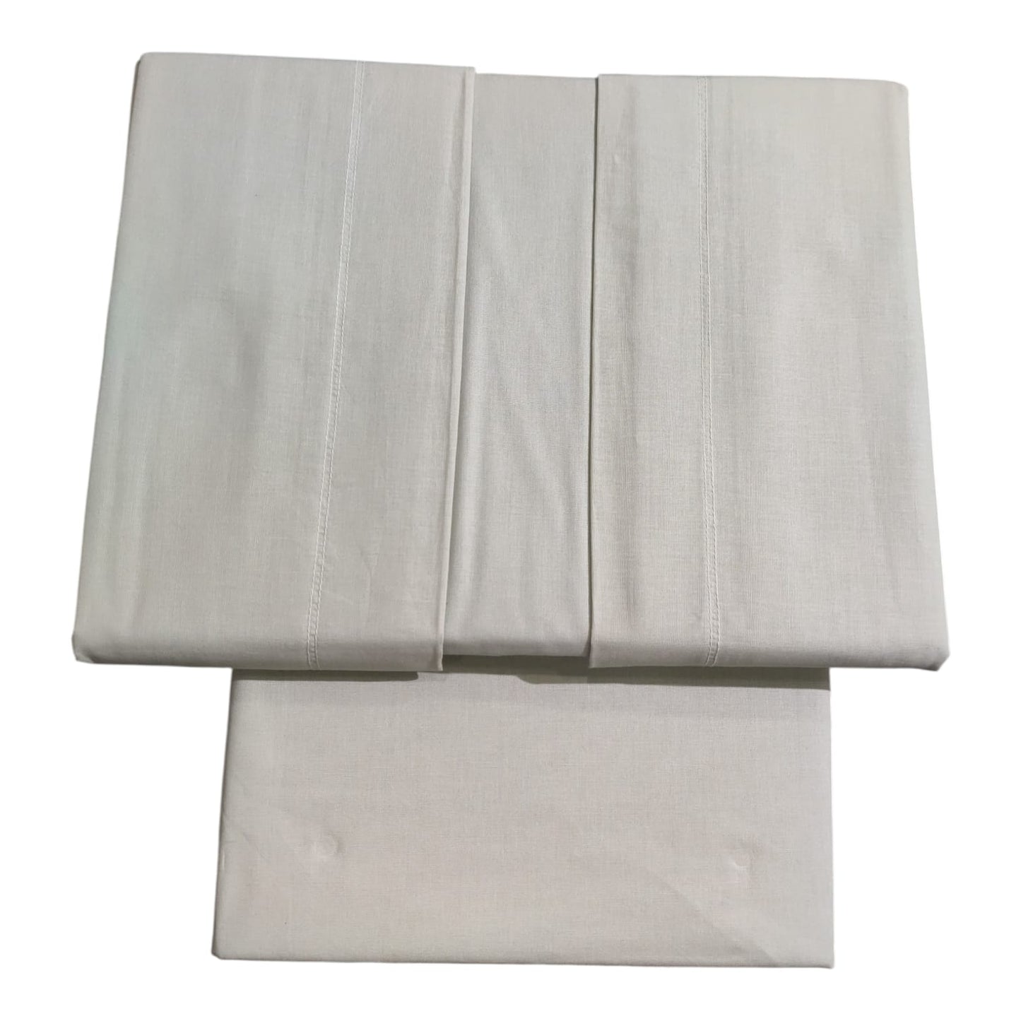 Completo lenzuola 2 posti Gioia Neìth in 100% puro cotone 144 TC tinta unita con sotto con angoli e federe a 3 volants