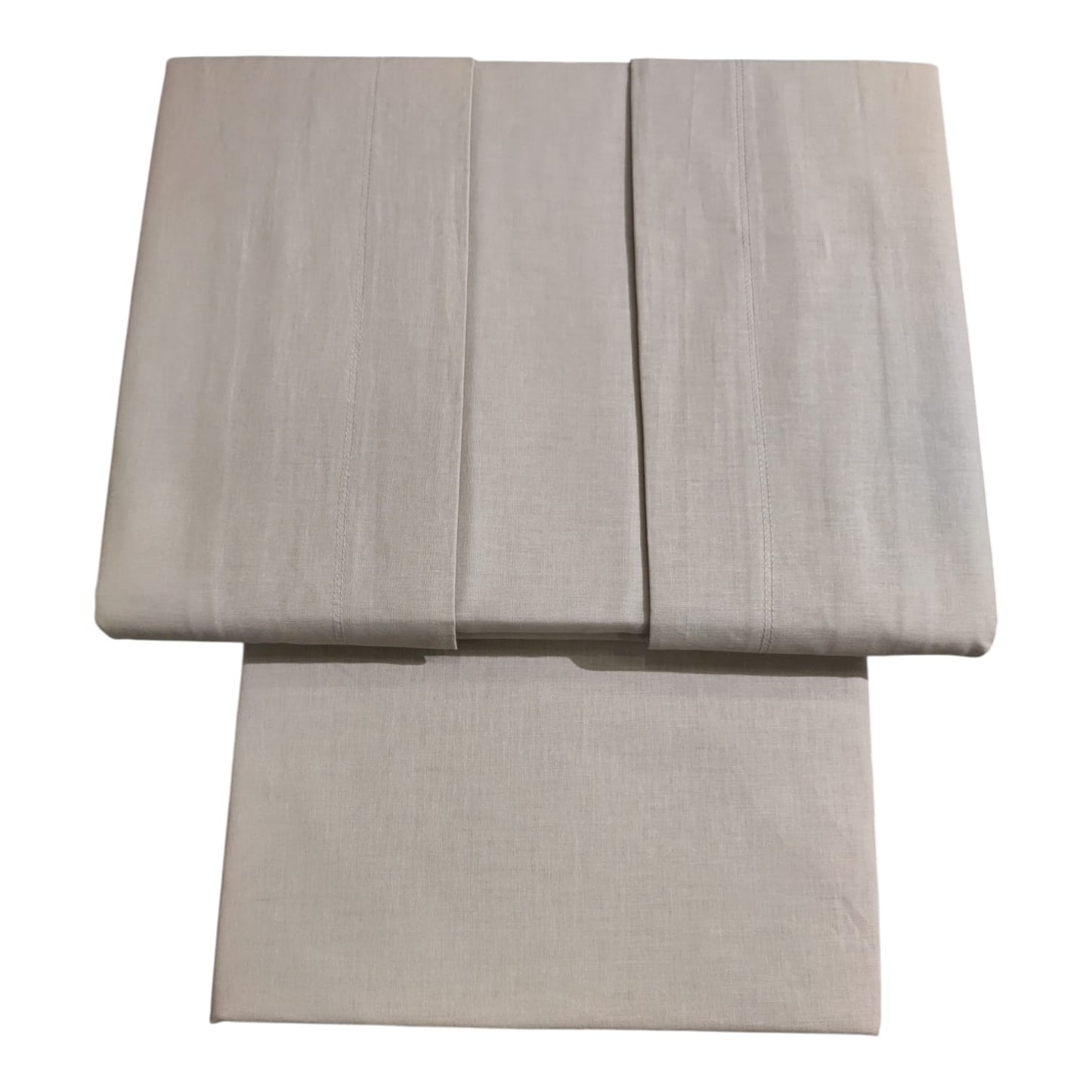 Completo lenzuola 2 posti Gioia Neìth in 100% puro cotone 144 TC tinta unita con sotto con angoli e federe a 3 volants