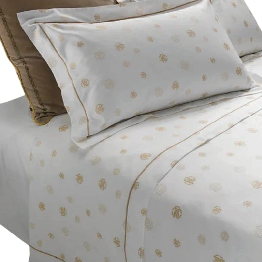 Completo lenzuola 2 posti Jewel Monogram Roberto Cavalli con sopra 250x290, sotto con angoli 175x205 e 2 federe 50x80