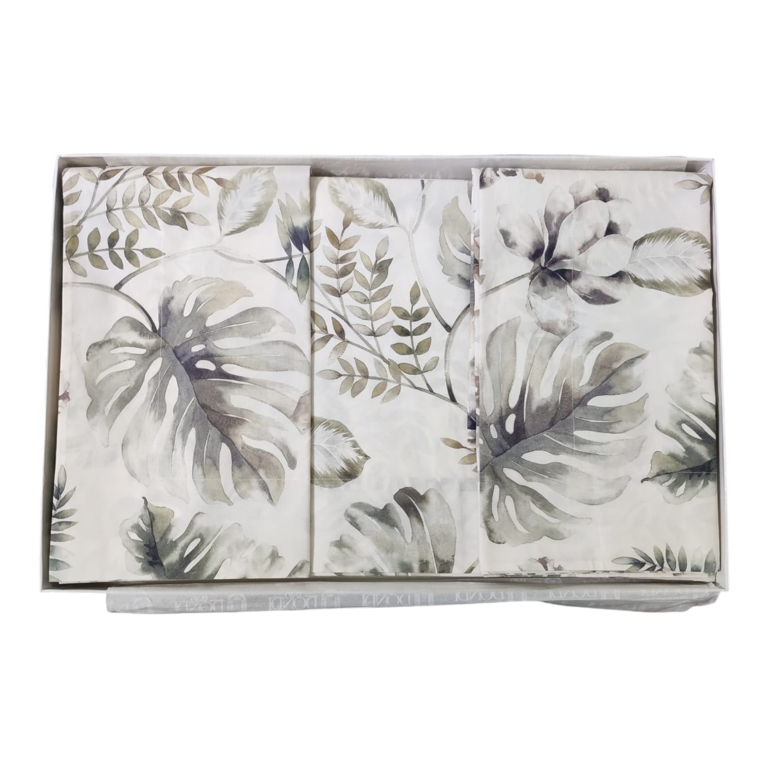 Completo lenzuola 2 posti Polinesia Svad Dondi matrimoniale con lenzuolo sopra 250x290 e sotto con angoli colore Giungla