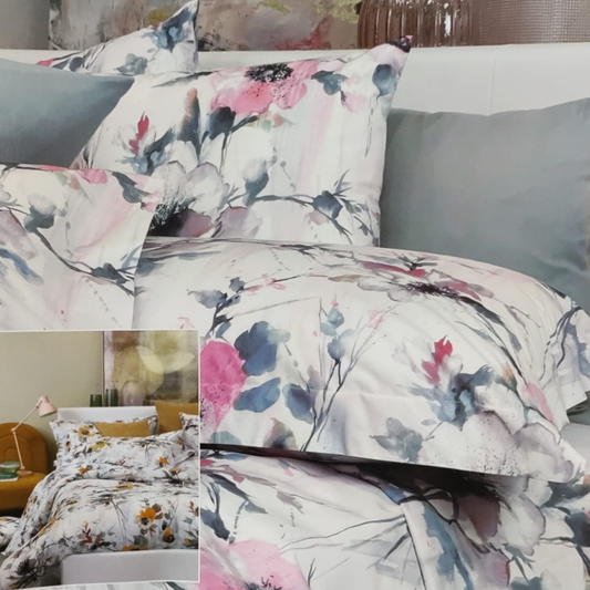 Completo lenzuola 2 posti Rifiorire Forevere by Svad Dondi in percalle per letto matrimoniale 