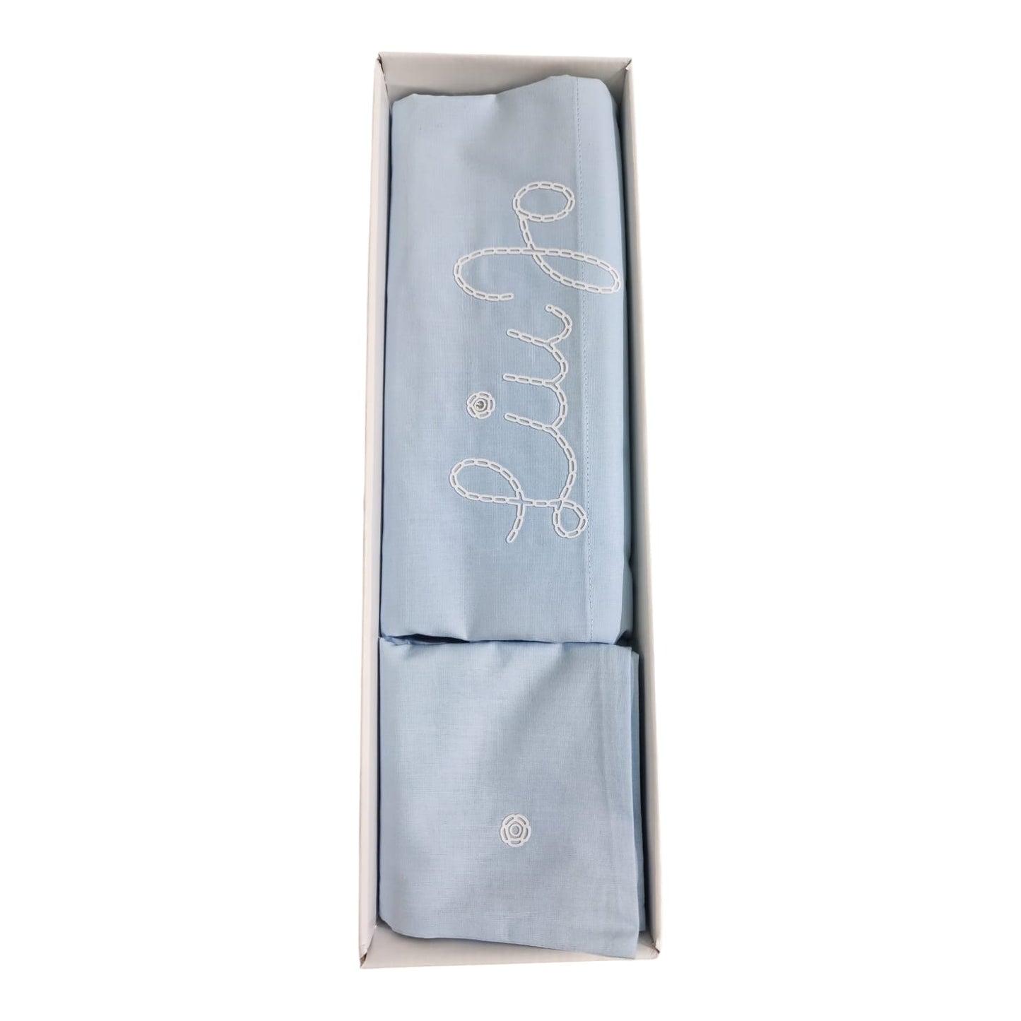 Completo lenzuolo culla Cornely BL630C Liu Jo Baby con ricamo logo elegante e design delicato per neonato