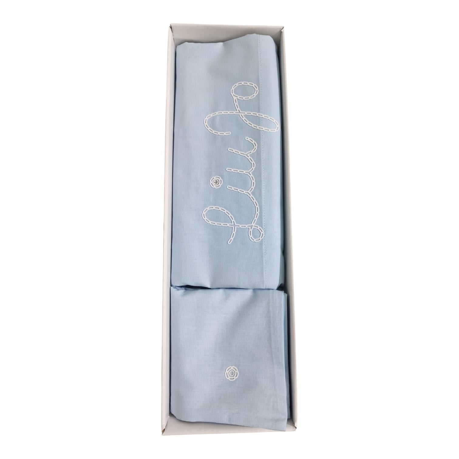 Completo lenzuolo culla Cornely BL630C Liu Jo Baby con ricamo logo elegante e design delicato per neonato