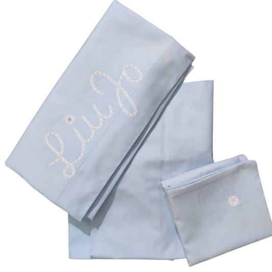 Completo lenzuolo culla Cornely BL630C Liu Jo Baby con ricamo logo elegante e design delicato per neonato
