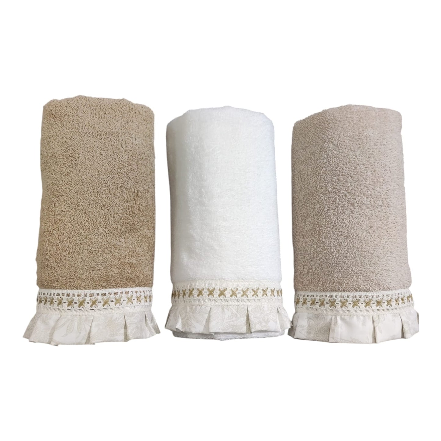 Completo 3 asciugamani e 3 ospiti Scalea Opera Prima set bagno elegante e coordinato