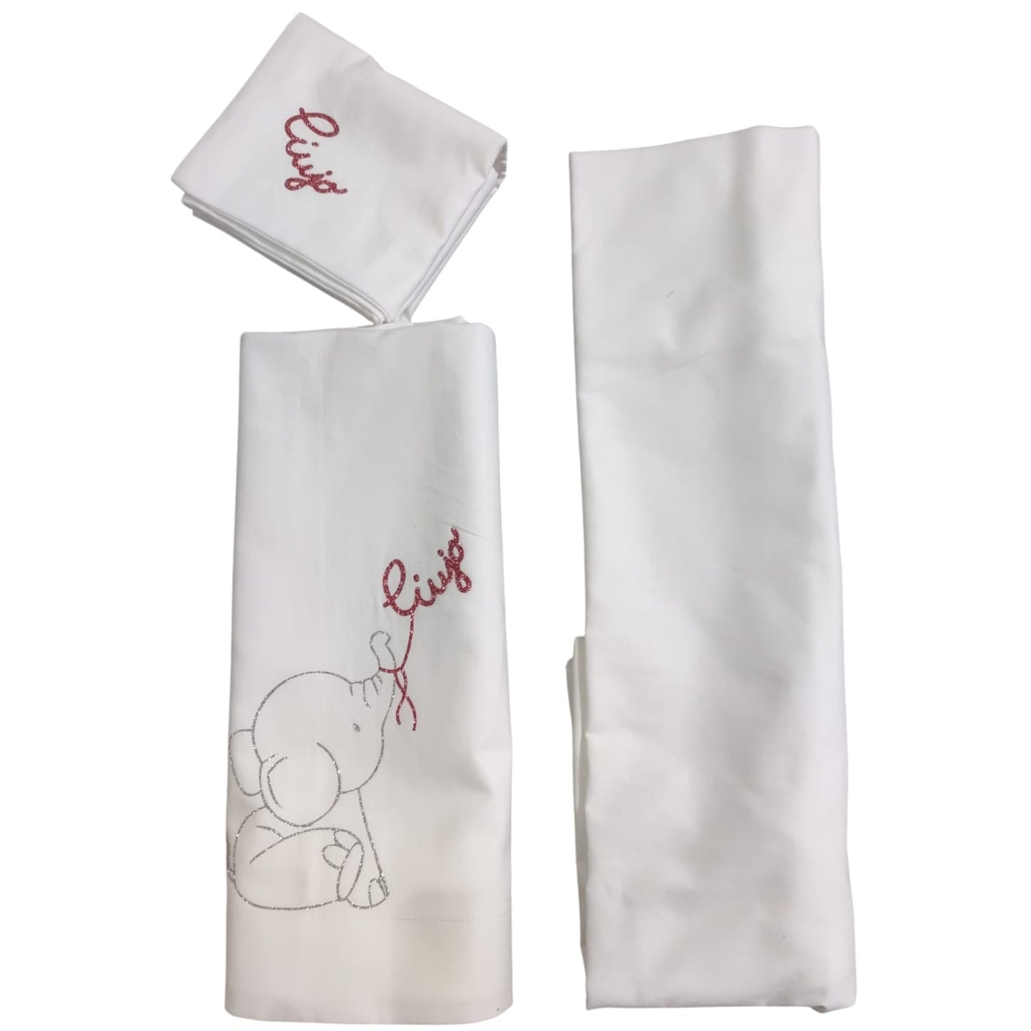 Completo lenzuolo culla Elefantino BL660C Liu Jo Baby con ricamo elefantino e logo Liu Jo dal design delicato