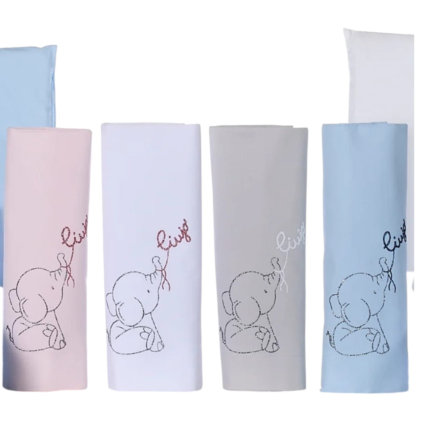 Completo lenzuolo culla Elefantino BL660C Liu Jo Baby con ricamo elefantino e logo Liu Jo dal design delicato