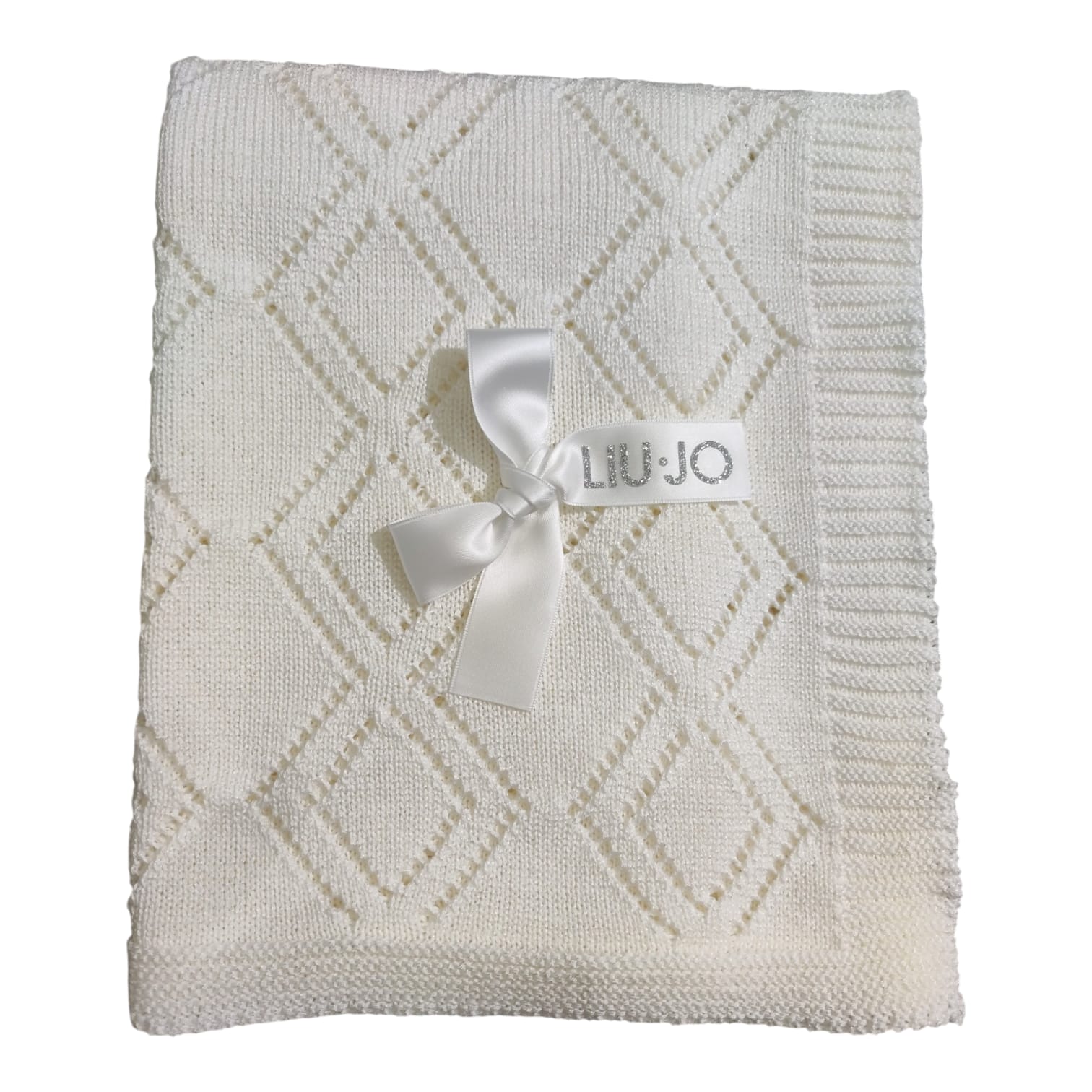 Copertina culla Quadrucchi BL243C Liu Jo Baby in filo 100% cotone morbida ed elegante per culla e carrozzina
