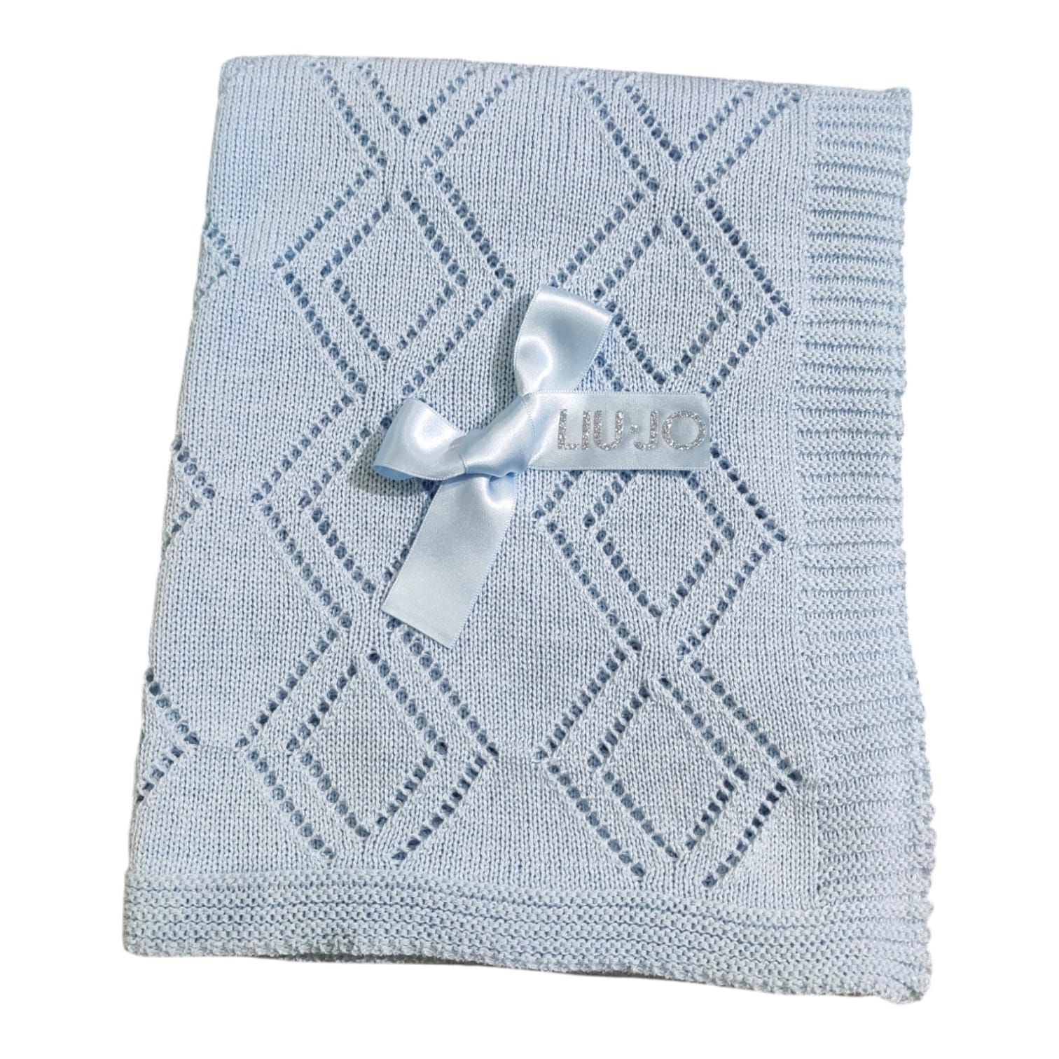 Copertina culla Quadrucchi BL243C Liu Jo Baby in filo 100% cotone morbida ed elegante per culla e carrozzina