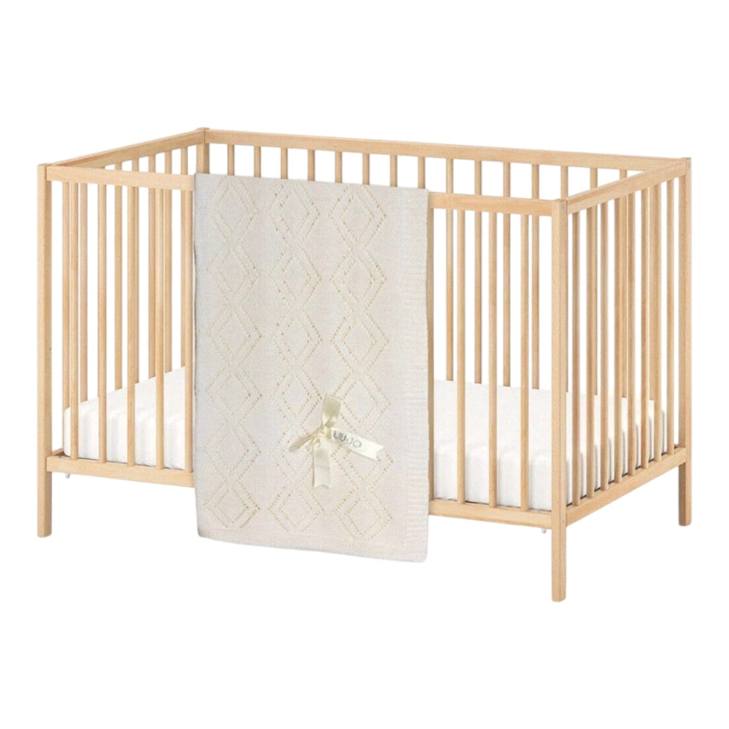 Copertina culla Quadrucchi BL243C Liu Jo Baby in filo 100% cotone morbida ed elegante per culla e carrozzina