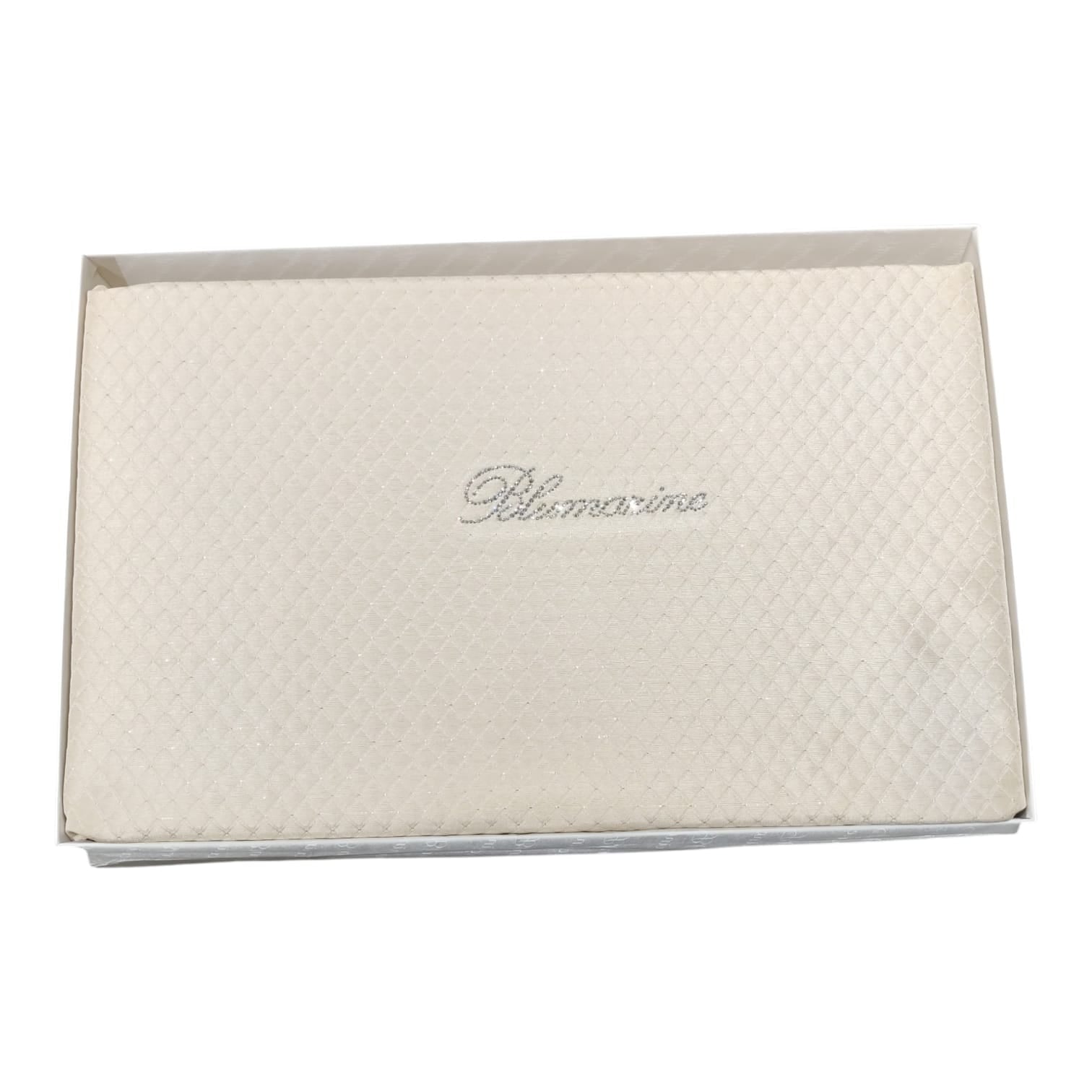 Copriletto 2 posti Primizia Blumarine in piqué jacquard 270x270 con logo in cristalli e angolo stondato