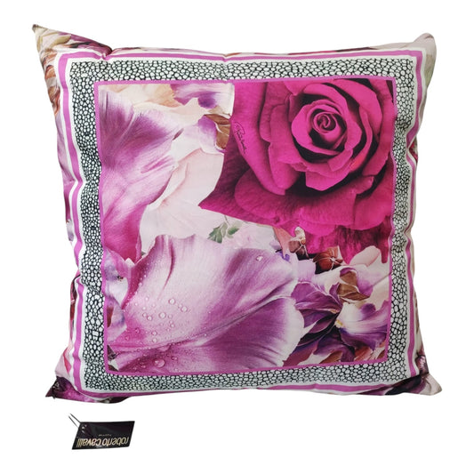 Cuscino arredo 60x60 Rose Galuchat Roberto Cavalli in raso elegante design lusso decorazione casa raffinata
