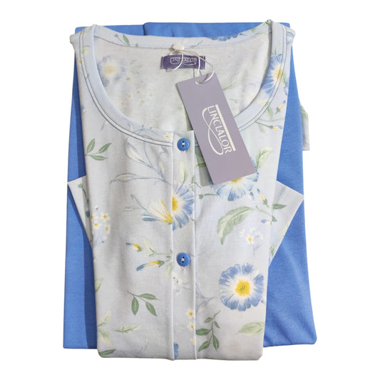 Pigiama Donna Estivo LS175372 Linclalor aperto e conformato Azzurro Sera