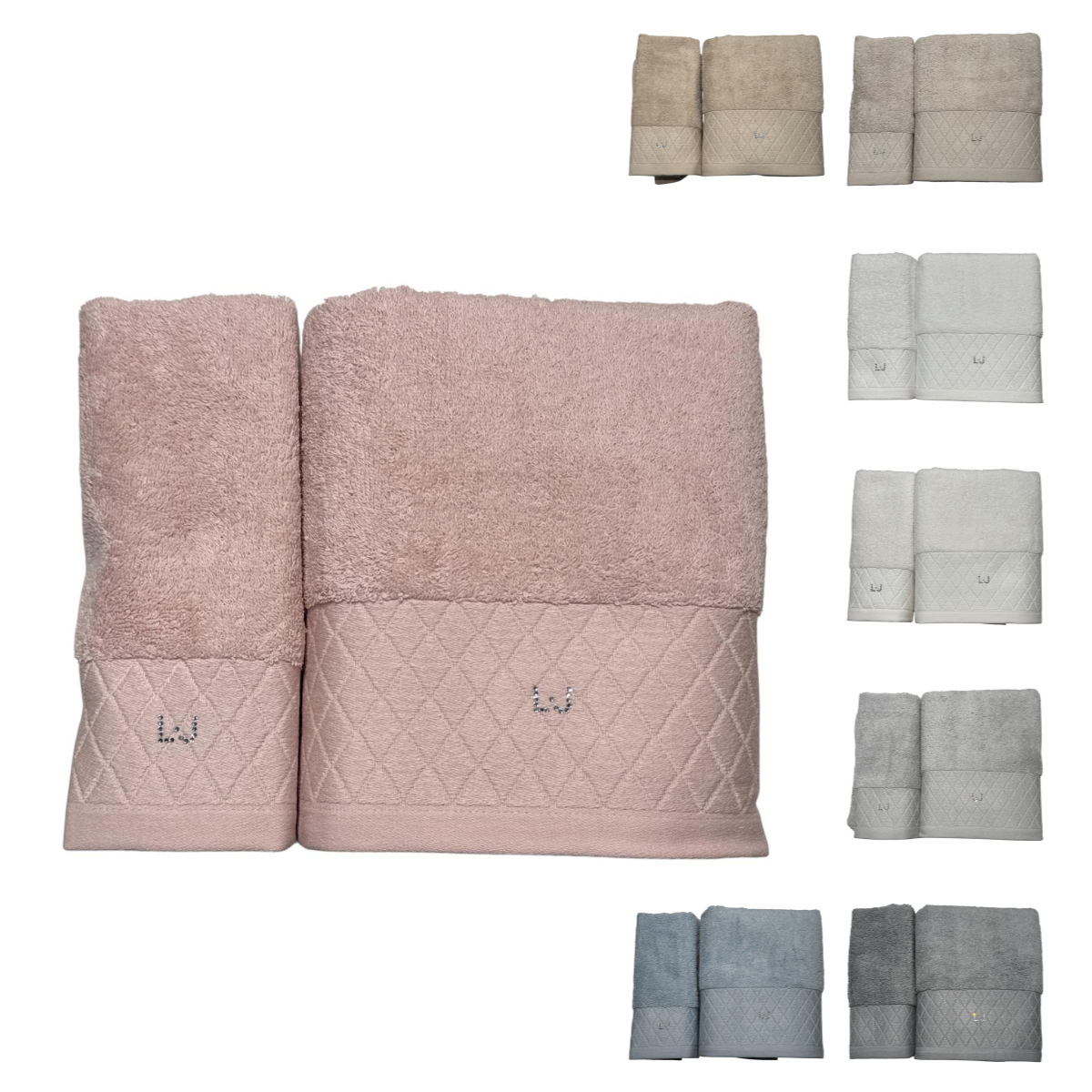 Set 2 Asciugamani Liu Jo Home Rombi LB001B in Spugna di Cotone 500 g/m²