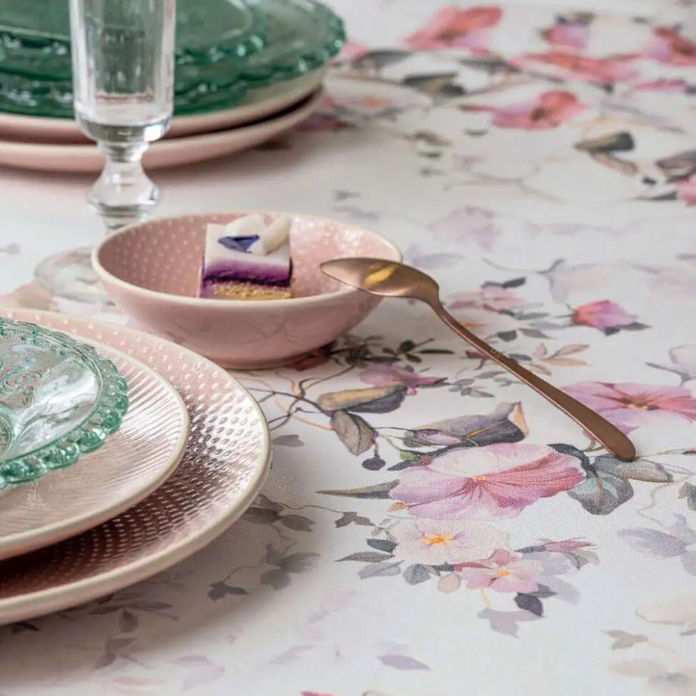 Runner Campanula Blumarine Home 50x150 in panama 100% cotone con stampa piazzata e trattamento antimacchia