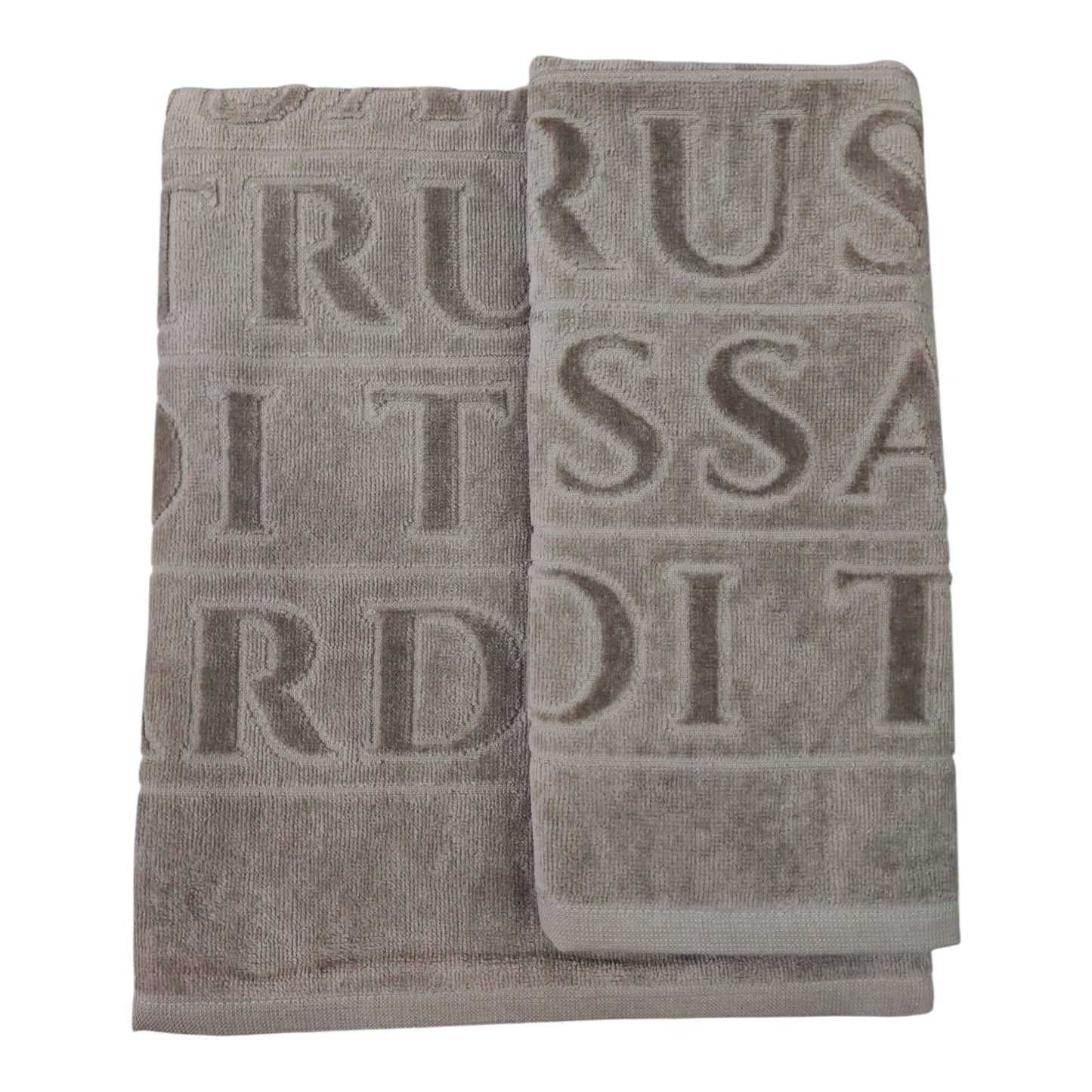 Set asciugamani Overlogo Trussardi Casa con lettering tono su tono