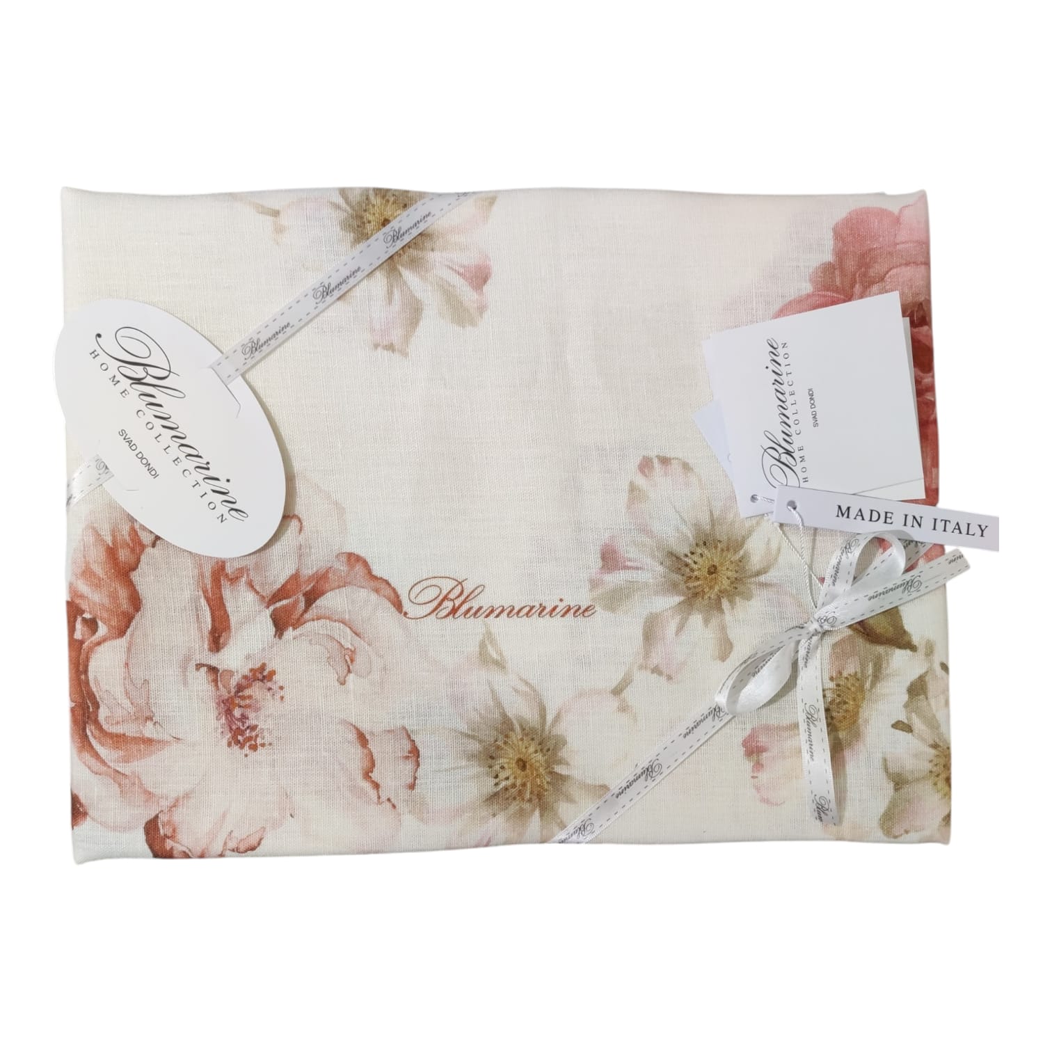 Tovaglia 12 posti Brook Blumarine in 100% lino 170x270 con stampa piazzata e logo nella trama