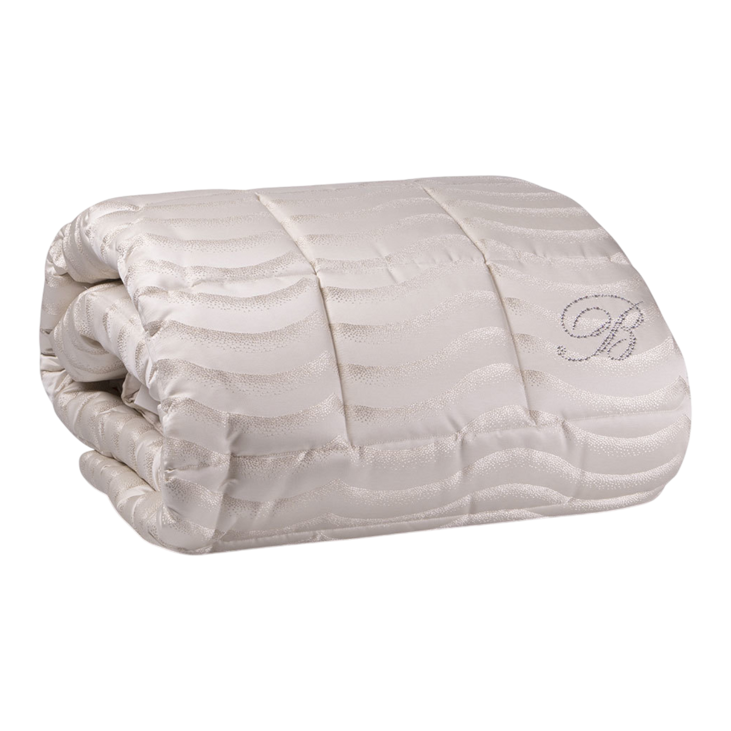 Trapunta 2 Posti Jasmine Blumarine Home matrimoniale con motivo jacquard a onde e logo in cristalli Swarovski