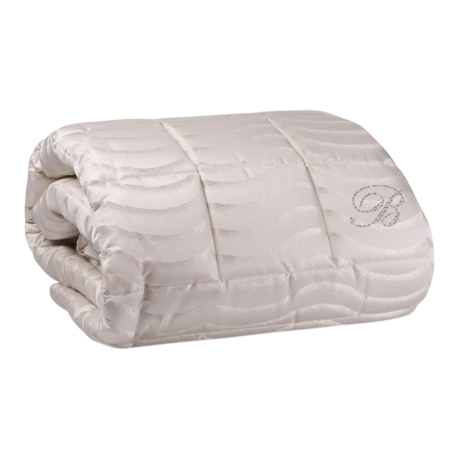 Trapunta 2 Posti Jasmine Blumarine Home matrimoniale con motivo jacquard a onde e logo in cristalli Swarovski
