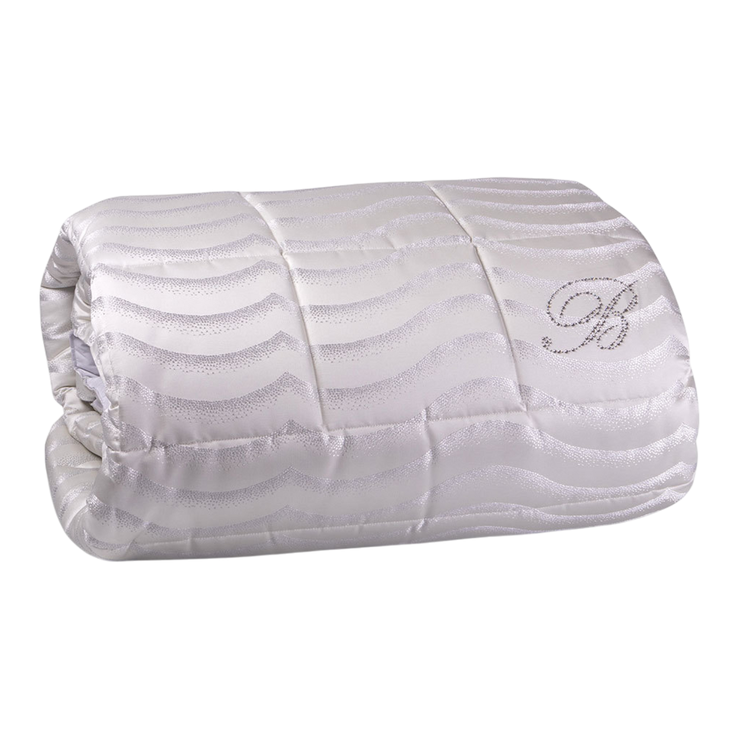 Trapunta 2 Posti Jasmine Blumarine Home matrimoniale con motivo jacquard a onde e logo in cristalli Swarovski