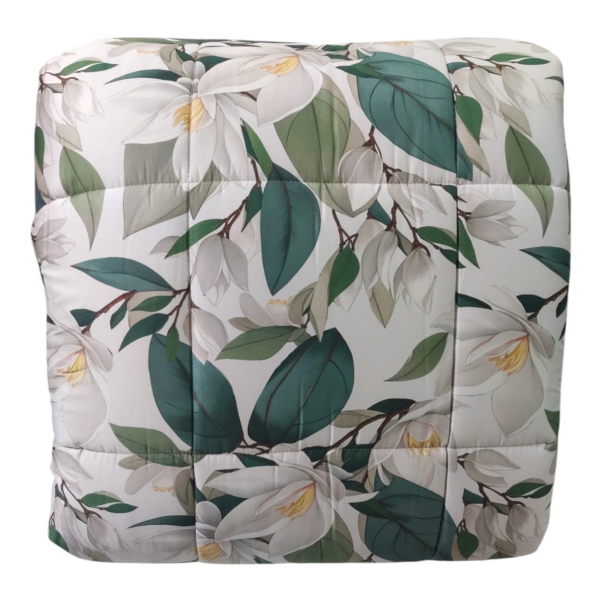 Dettaglio trapunta Neith Nanni in raso satin cotone 300 TC fantasia botanica