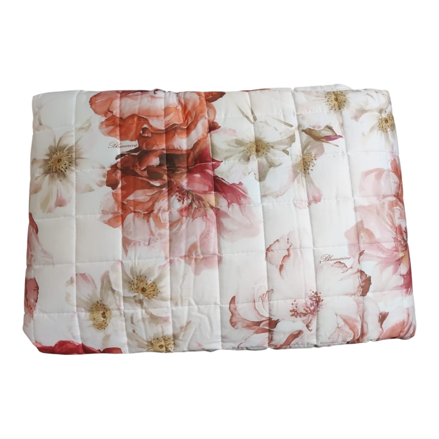 Trapuntino 2 posti Brook Blumarine 270x270 in raso di cotone 300 TC con stampa all-over e logo nella trama