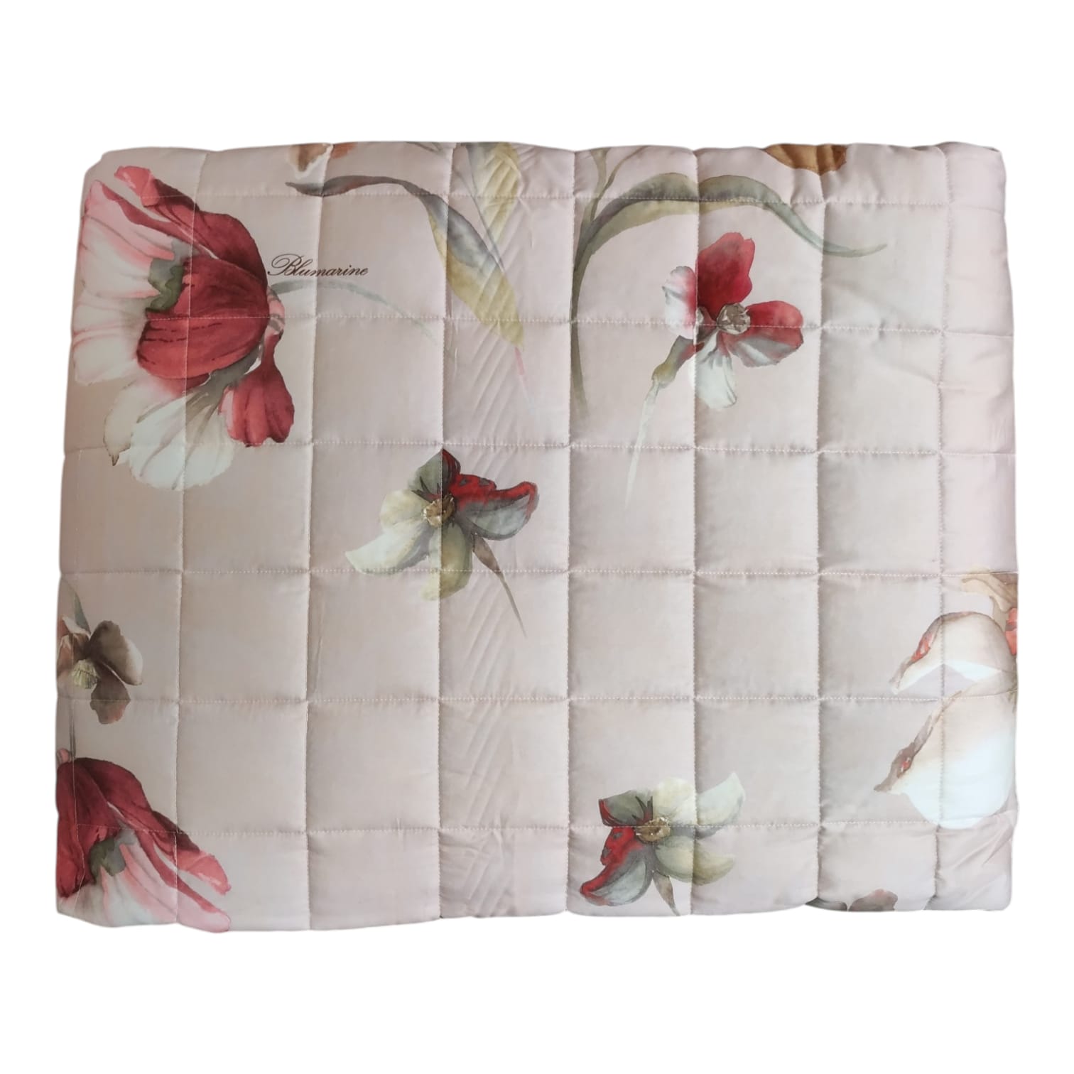 Trapuntino 2 posti Fleurette Blumarine 270x270 in raso di cotone 300 TC con stampa all-over e logo nella trama
