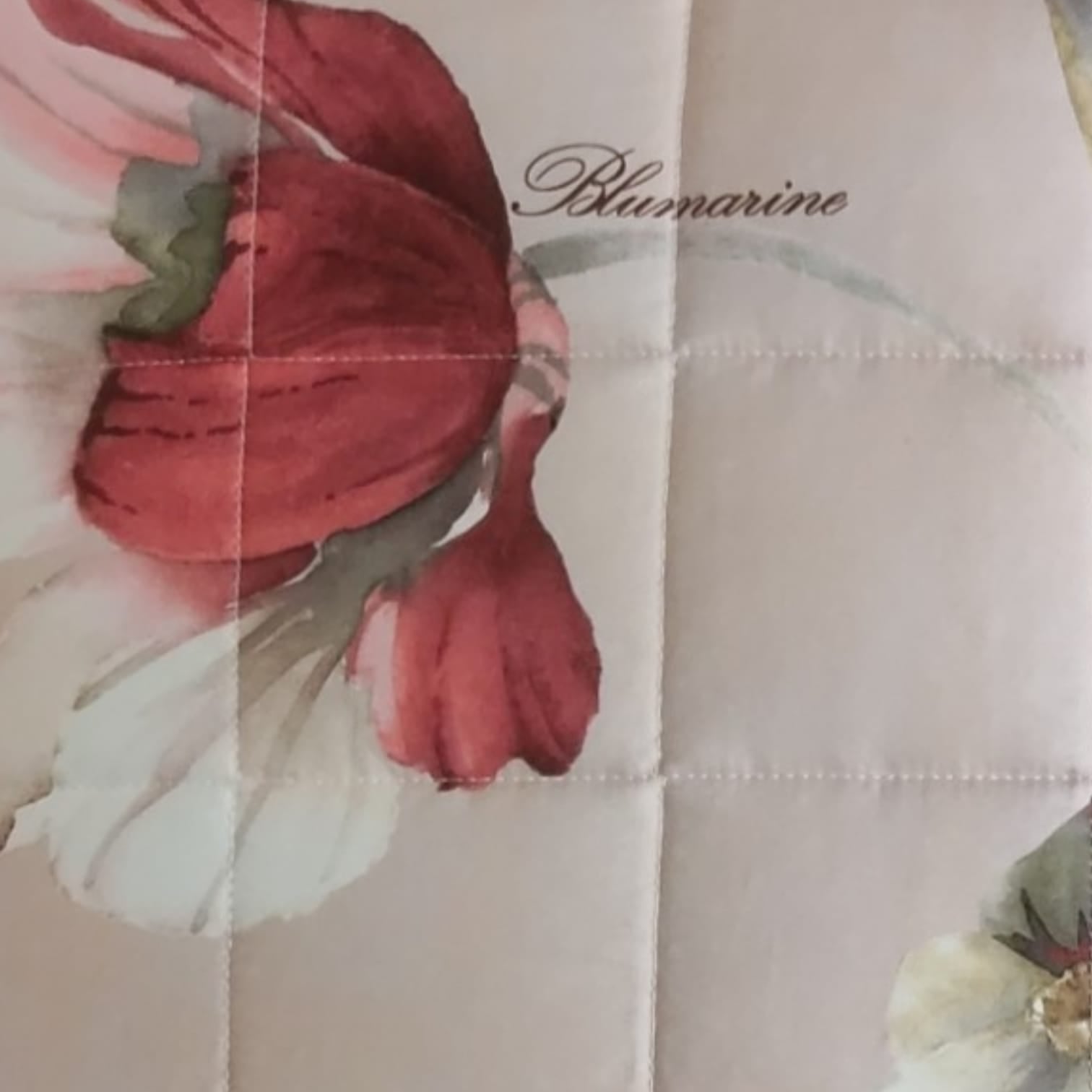 Trapuntino 2 posti Fleurette Blumarine 270x270 in raso di cotone 300 TC con stampa all-over e logo nella trama