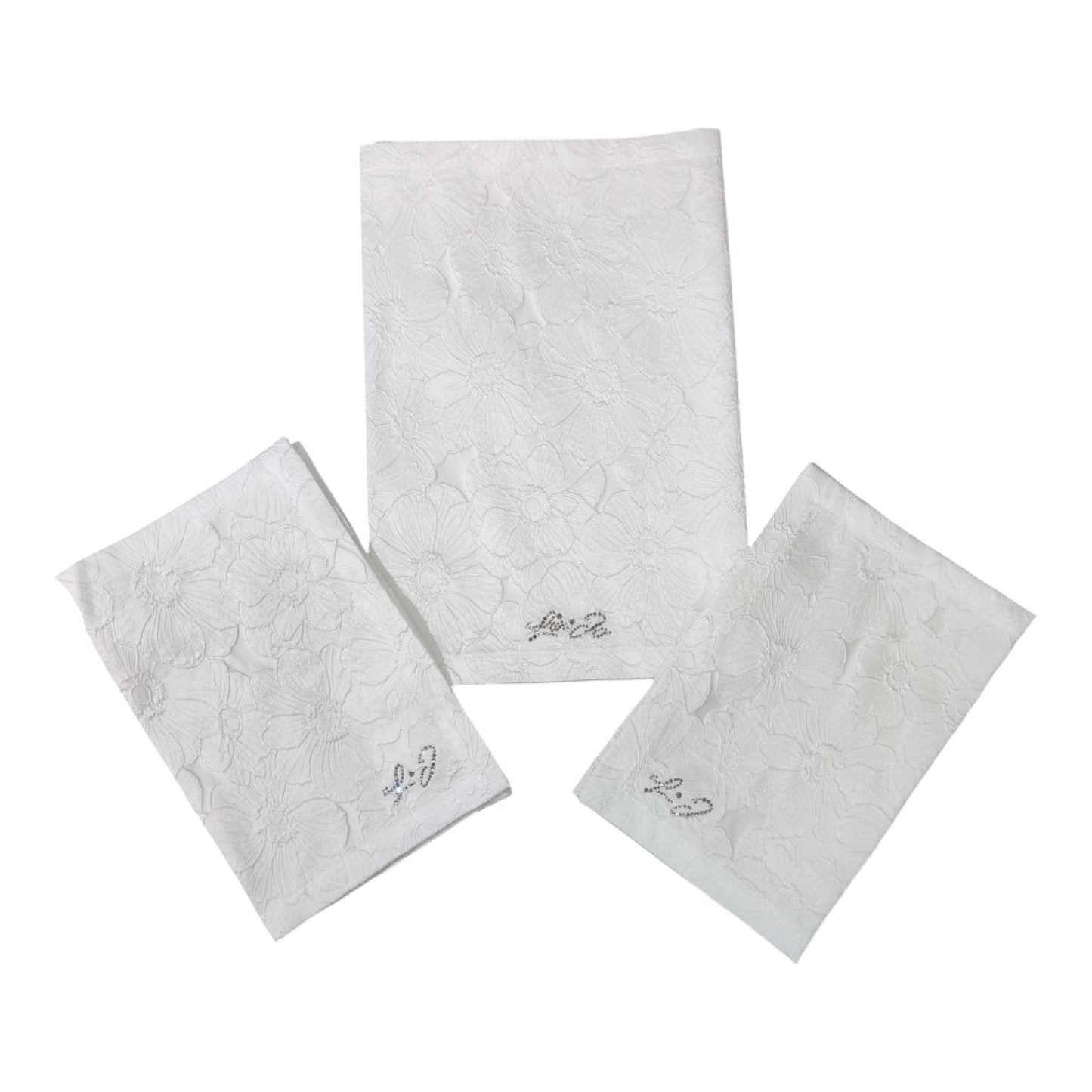 Set 3 centrini Cassiopea Liu Jo Home bianchi con motivo floreale