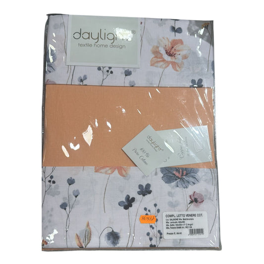 Completo lenzuolo matrimoniale Venere Daylight 100% cotone