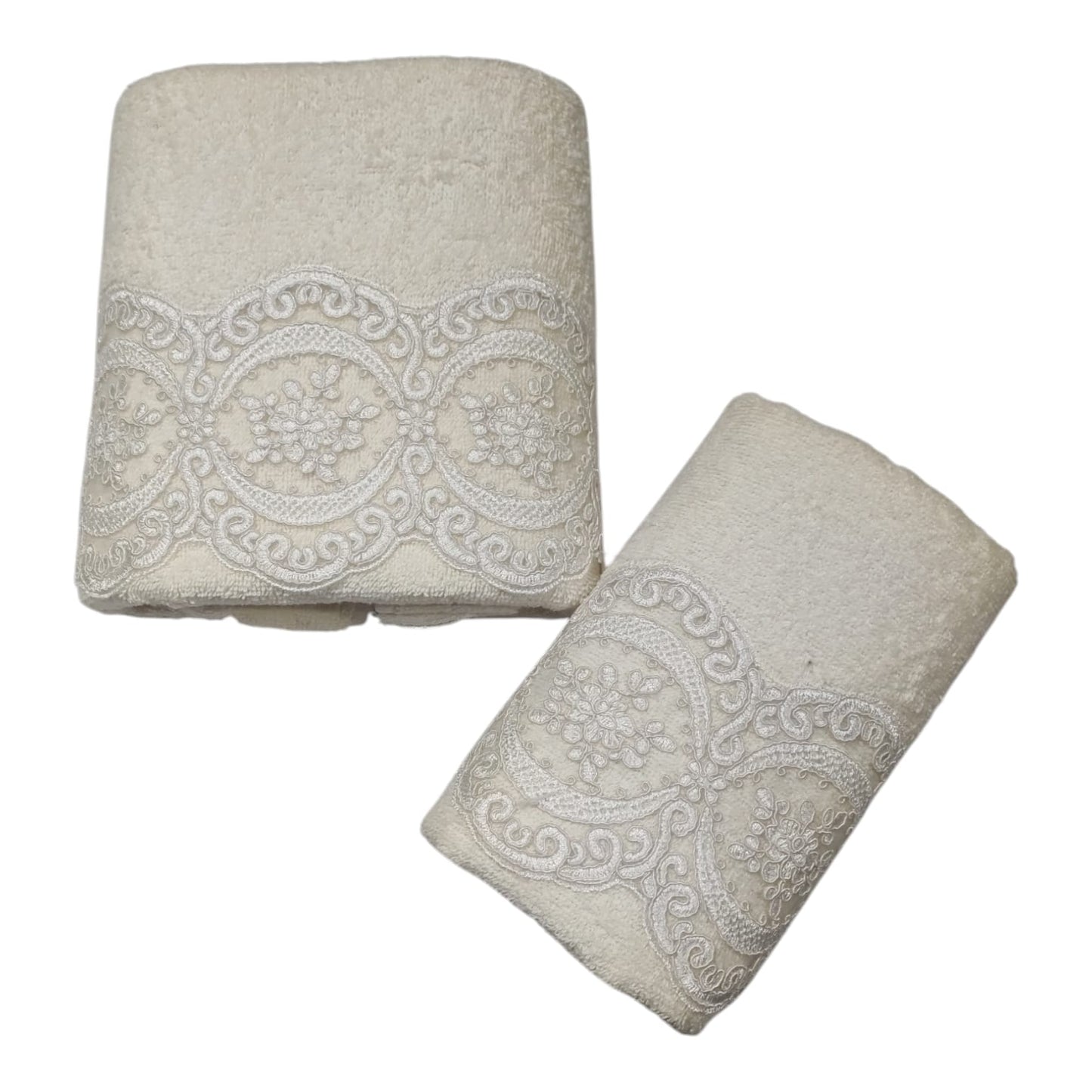 Set Asciugamani 1 viso e 1 ospite Clarì MF0070 Battaglia Classico Italiano
