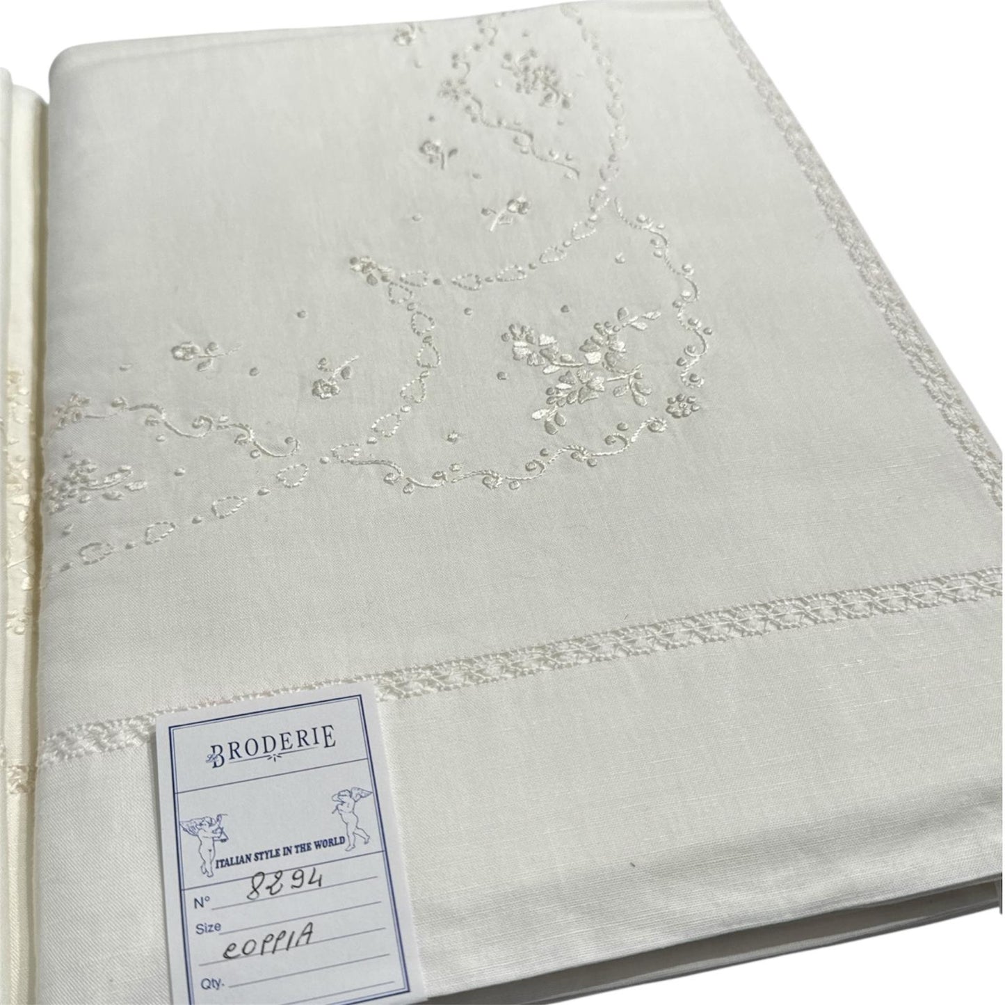 Coppia Lenzuola 2Posti Lino 8294 Broderie