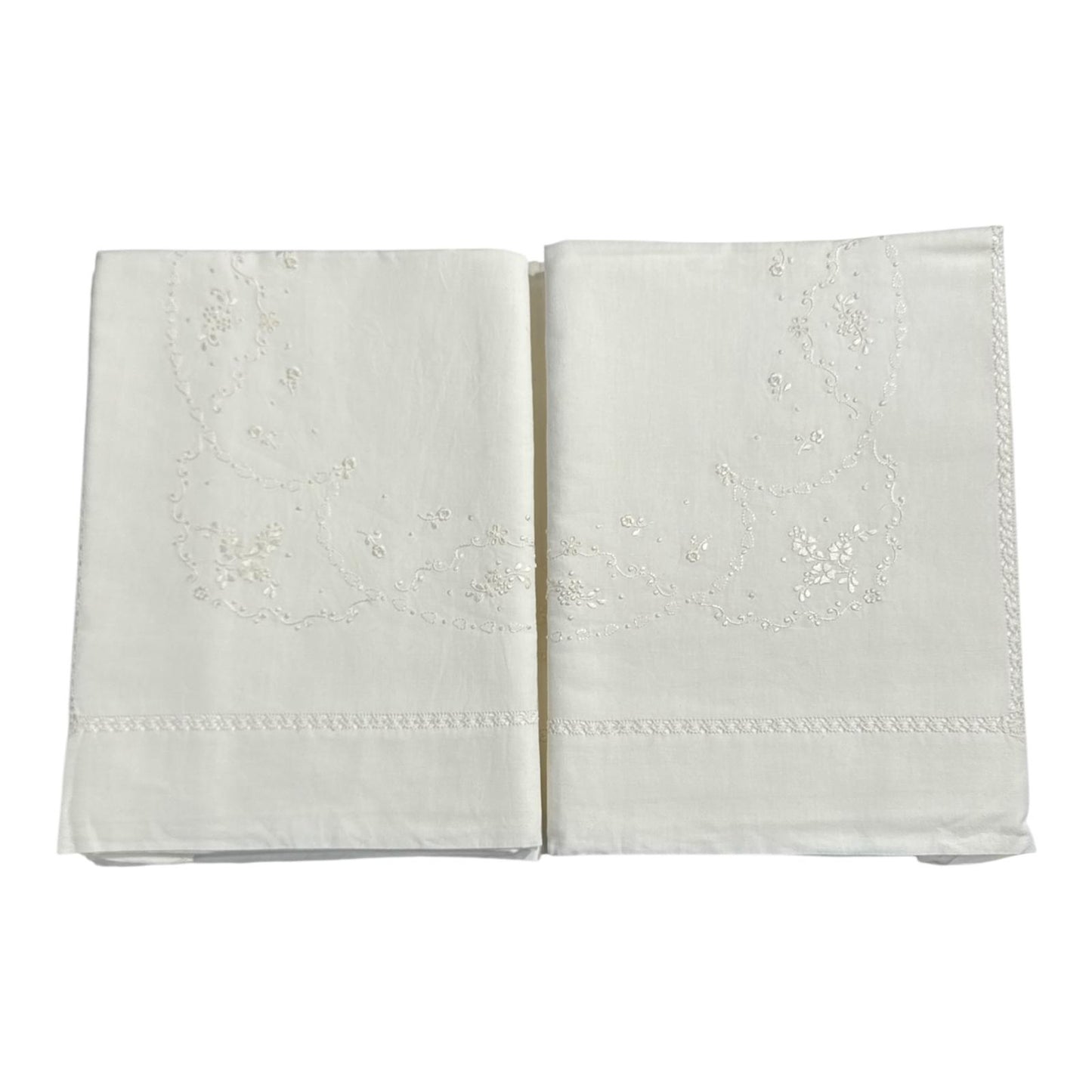 Coppia Lenzuola 2Posti Lino 8294 Broderie